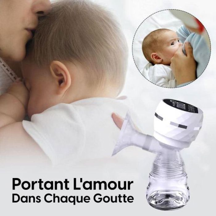 Tire-lait électrique portable avec biberon, écran LED, confortable, 9 niveaux, Rechargeable, capacité de 180 ml, Sans BPA, blanc