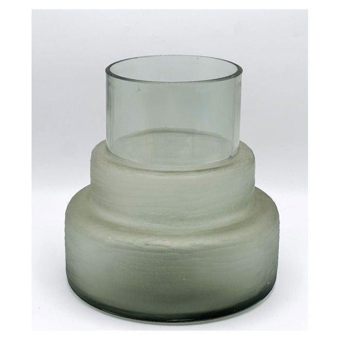Vase décoratif - Verre - 17x11 - Couleur grise - Dimensions 24x25cm - Style contemporain
