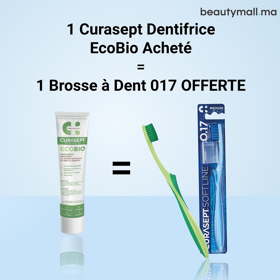 Curasept Dentifrice naturel bio EcoBio 75mL + Brosse à Dent 017 OFFERTE