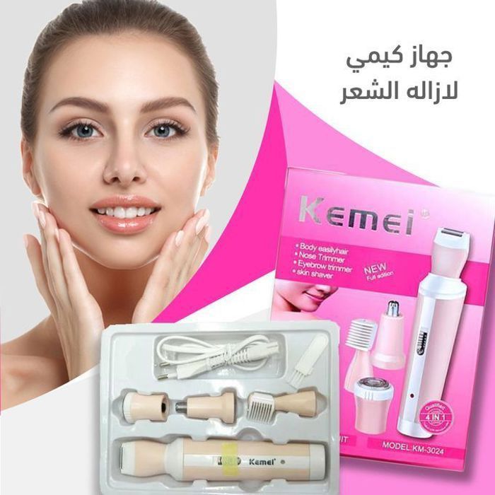 Rasoir Électrique 4-en-1 - KEMEI - KM-3024 - Rechargeable - Design Ergonomique - Utilisation Sèche/Humide