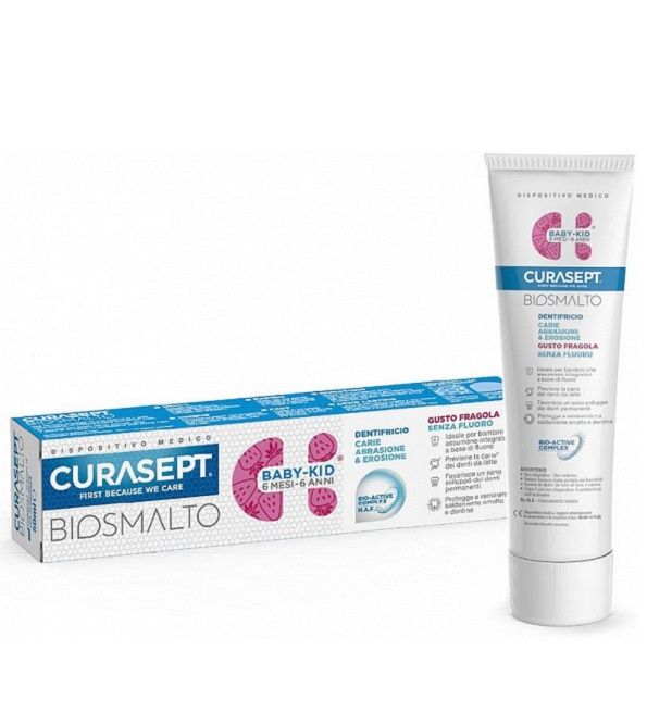 CURASEPT Dentifrice Biosmalt Baby-Kid sans Fluor 6 mois-6 ans- Fraise 50 ml