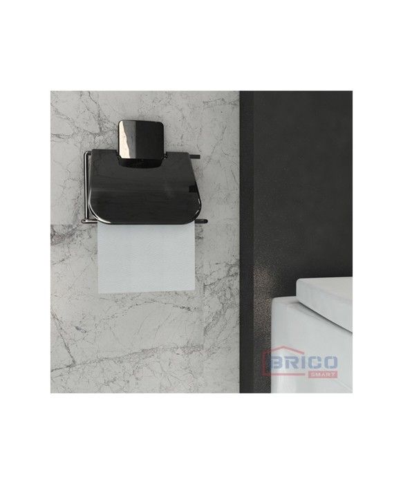 Porte-papier hygiénique avec couvercle - noire