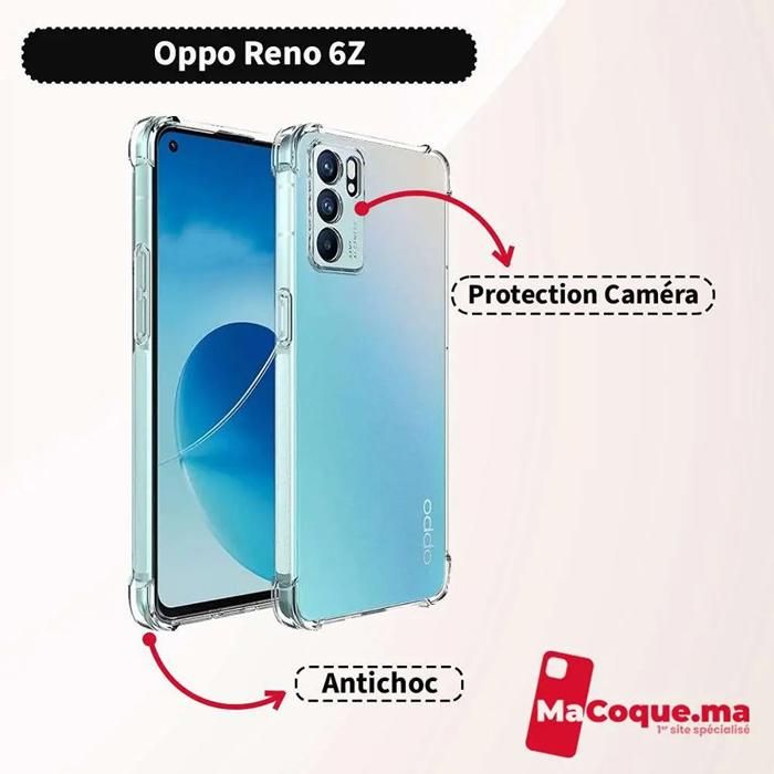 Coque RENO 6Z 5G Transparente Antichoc avec Protection Caméra