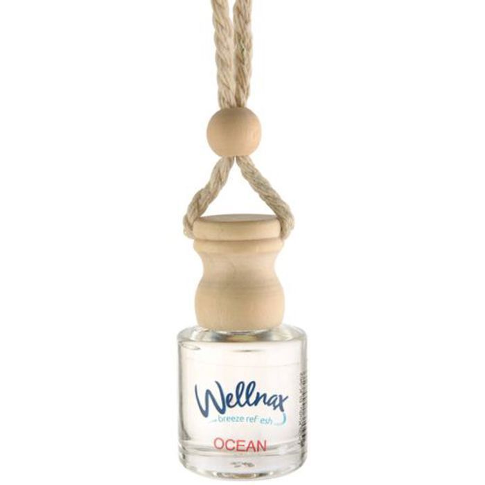 Désodorisant Voiture - WELLNAX - Refresh Ocean - 8 ml - Flacon en verre - Bouchon en bois