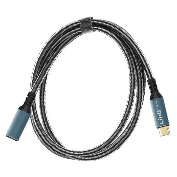 USB-C förlängning - LINQ - 2m - Snabbladdning 100W - Överföring 20 Gbps - Upplösning 8K