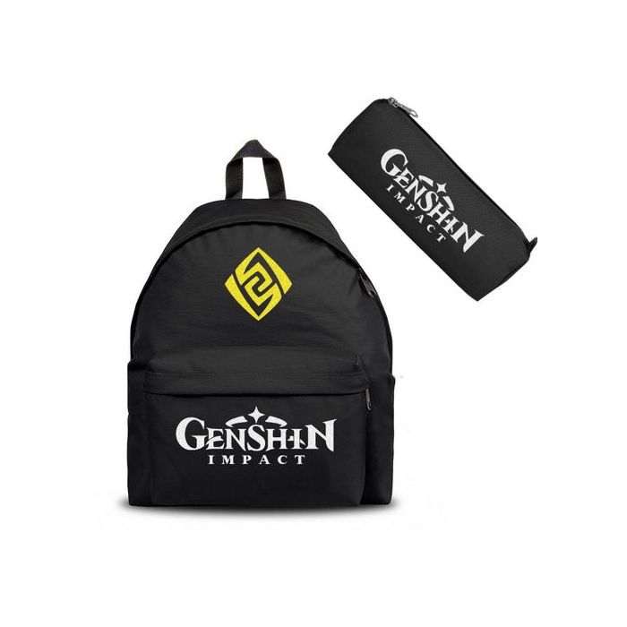 Cartable et trousse GENSHIN IMPACT GEO - Backpack Anime - Sac à Dos Scolaire