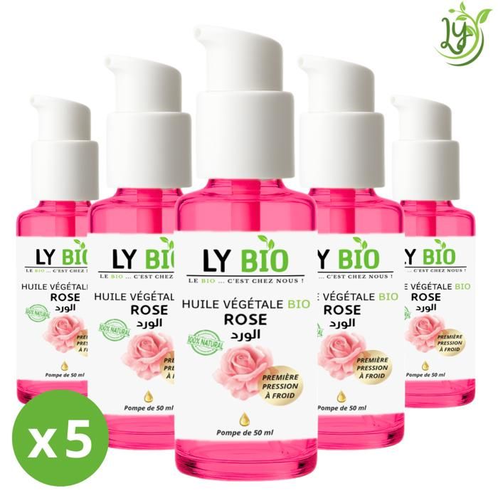 Huile Végétale Bio - LYBIO - Rose - 50ml - Lot de 5 - Hydratant