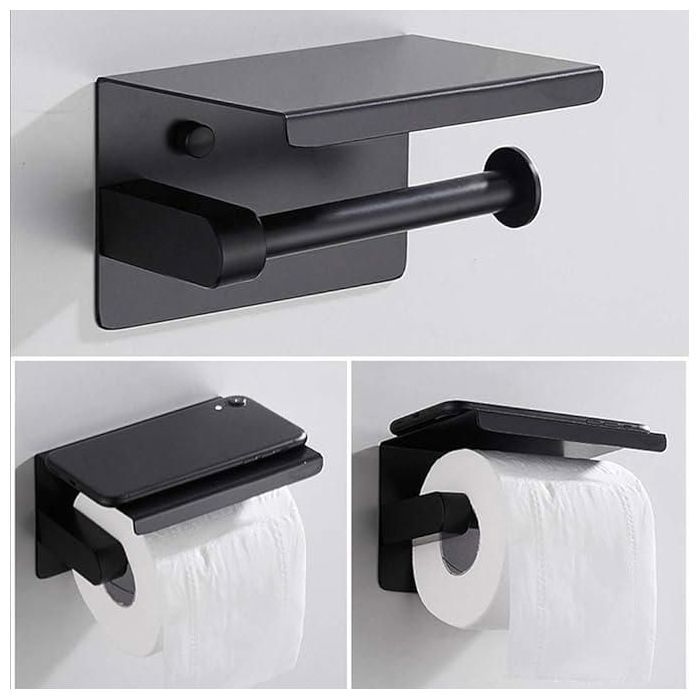 Porte Papier Toilette - GENERIC - Support Pratique - Noir - Accessoires de Salle de Bain