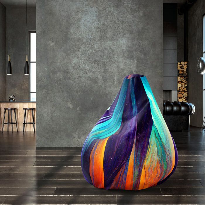 POUF - Multicouleur - Imprimé - Simili - Microbille - 1 place