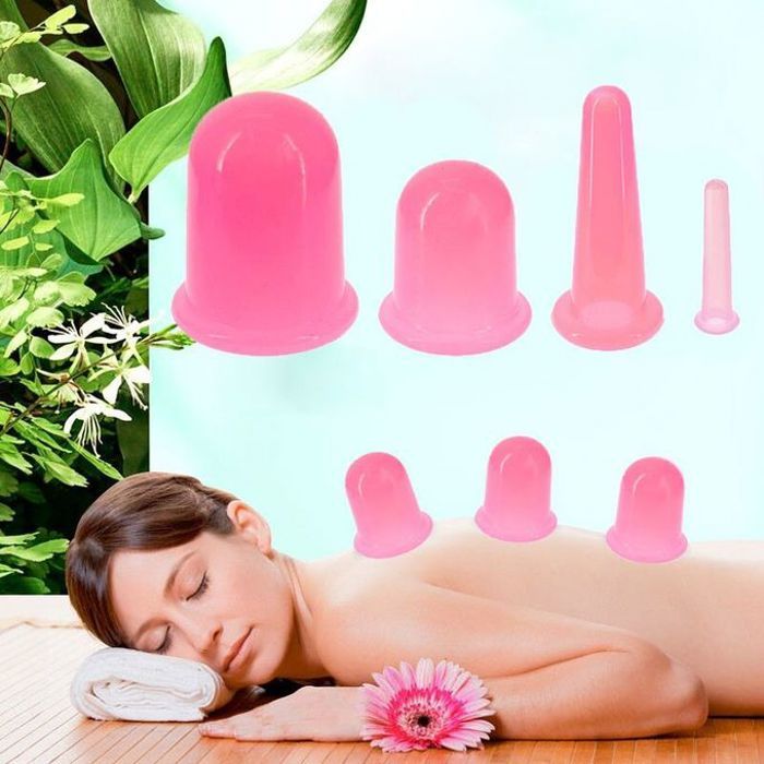 Ensemble de ventouses anti-cellulite en silicone 4 pièces massage sous vide soulagement douleur