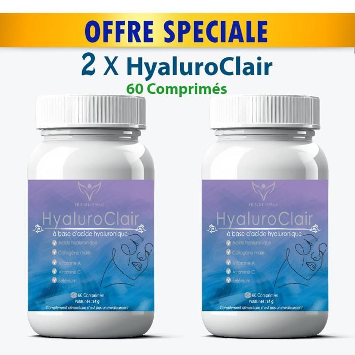 PACK 2 x boites de HyaluroClair à base d'acide hyaluronique 60 Comprimés