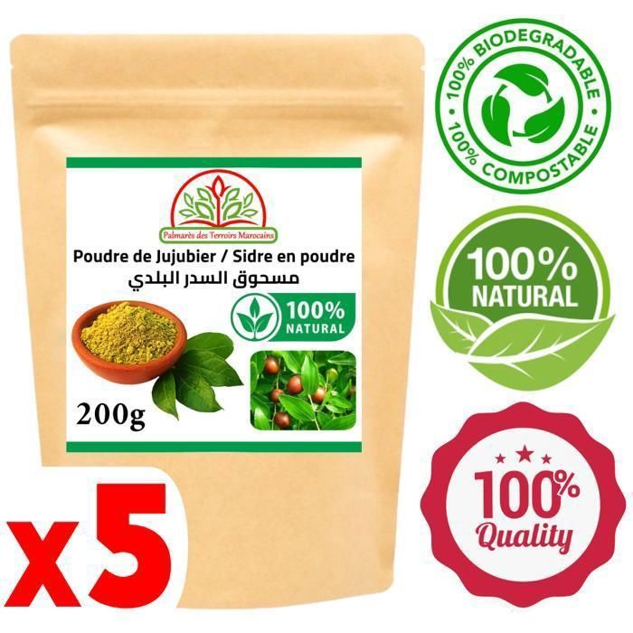 Poudre de feuilles de Sidr Jujubier Qasil Soin du corps et cheveux 100% Naturel 1kg