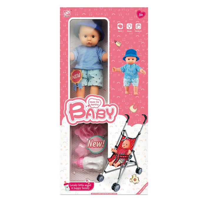 Poupée bébé avec poussette 8 pcs