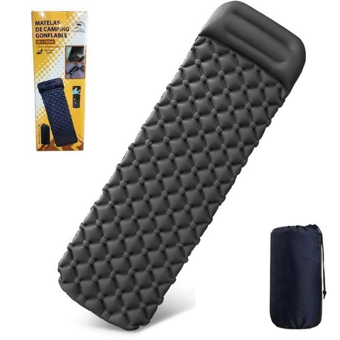 Matelas gonflable - Mobile - 60x190cm - Noir - 1 place - Camping