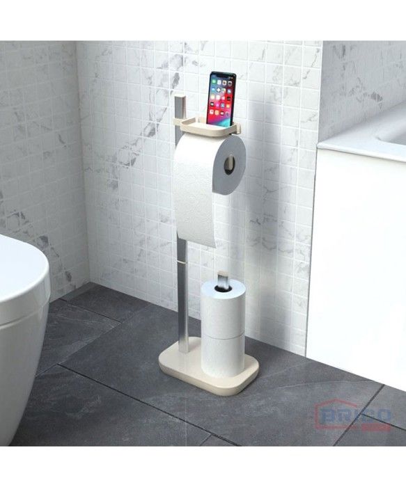 Porte papier toilette avec support téléphone - beige