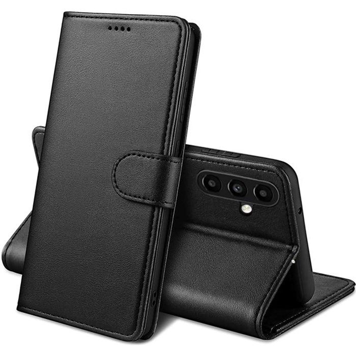 Fodral - Phonillico® - Samsung Galaxy A25 5G - Svart Plånbok - Lädereffekt - Stativfunktion