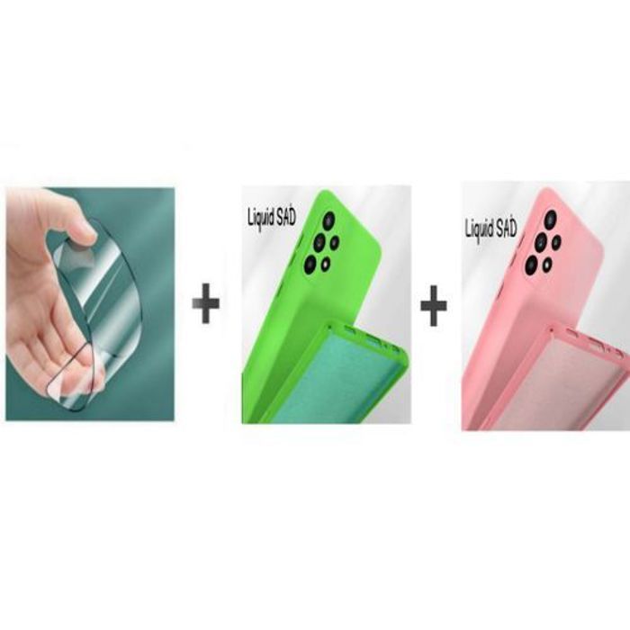 Coque et protection d'écran - GÉNÉRIQUE - Samsung A53 - Silicone Souple - Rose et Pistache - Élégante