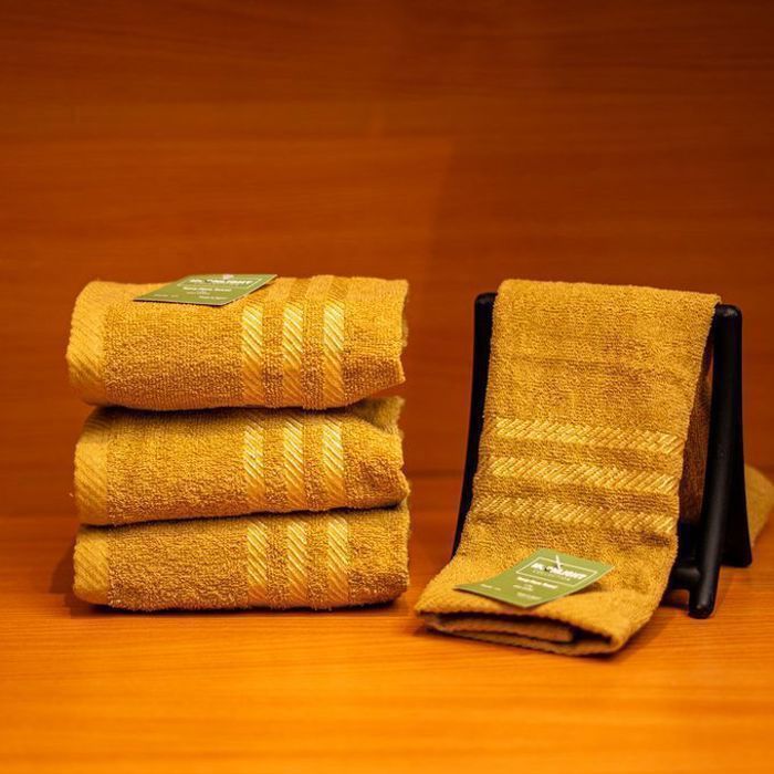 Serviette de bain - Moonlight - Pack de 3 - Coton égyptien - 30x50 cm - Jaune moutarde foncé