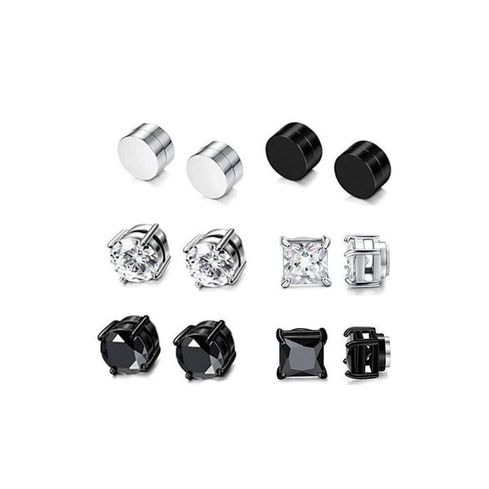 Pack 6 Paires Boucles D'oreilles Magnétique Cristal facile .