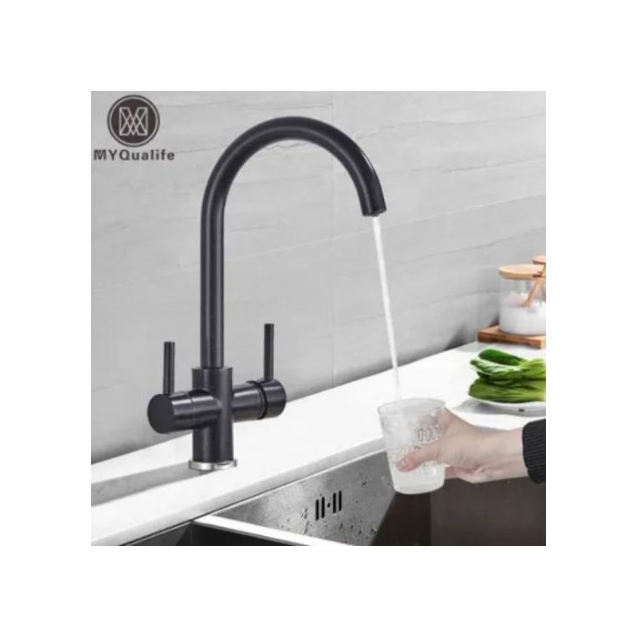 Robinet cuisine - GENERIC - Mitigeur évier - Double poignée - Eau normale et osmose - Bec rotatif
