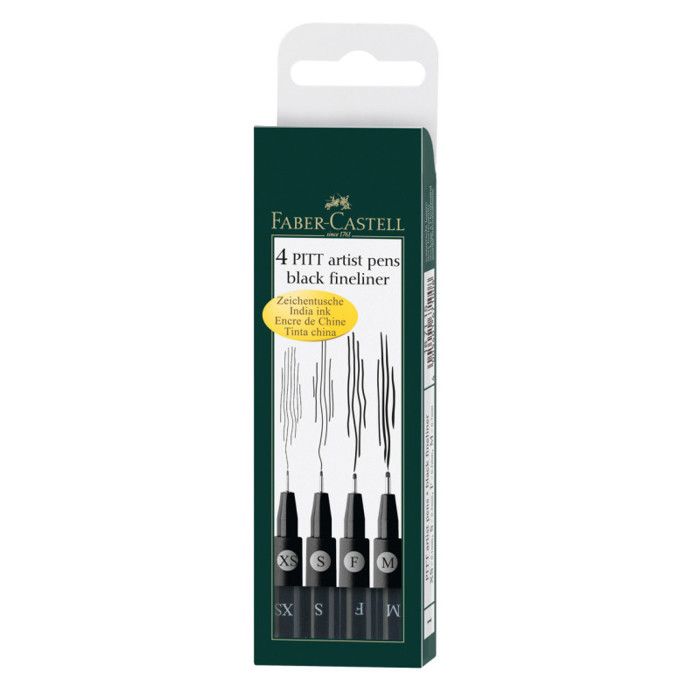 FABER-CASTELL Etui 4 Feutres Noirs Pitt
