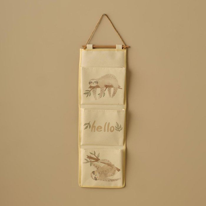 Organisateur suspendu - Sloth - 20x60 cm - Très coloré - 3 poches - Rangement intérieur
