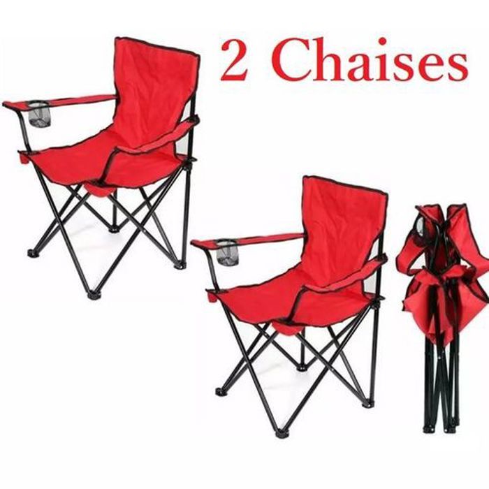 Pack de 2 chaises de camping/plage pliantes Fauteuil pliable basique