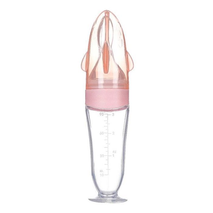 Biberon cuillère 100% silicone rose
