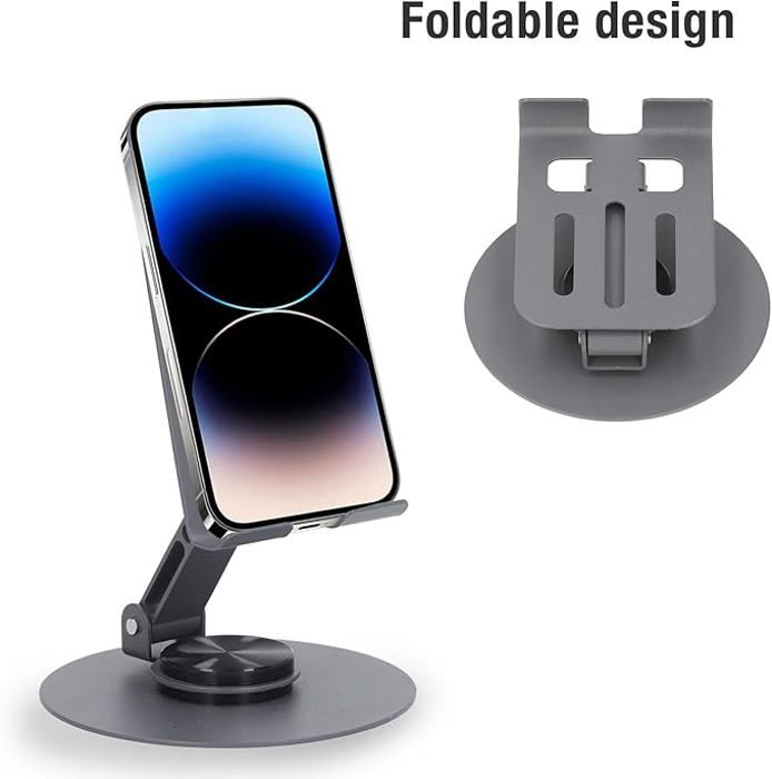 Support de Téléphone Rotatif à 360° en Acier au Carbone