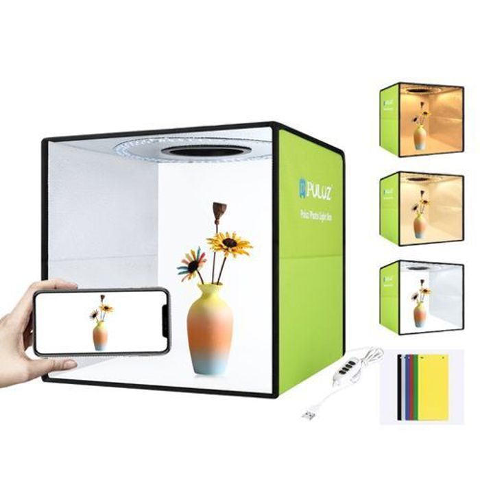Boîte à lumière - Puluz - Mini Studio Photographie - LED 5500k - Pliable - 6 Couleurs de Fond