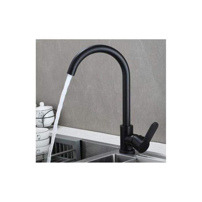 Robinet mitigeur cuisine - GENERIC - Noir - Acier inoxydable - Poignée unique - Design moderne