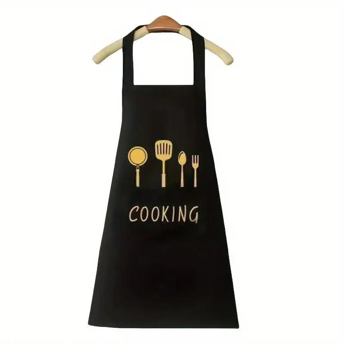 Tablier de cuisine - GENERIC - Motif ustensiles - Poches pratiques - Noir ou blanc - Léger