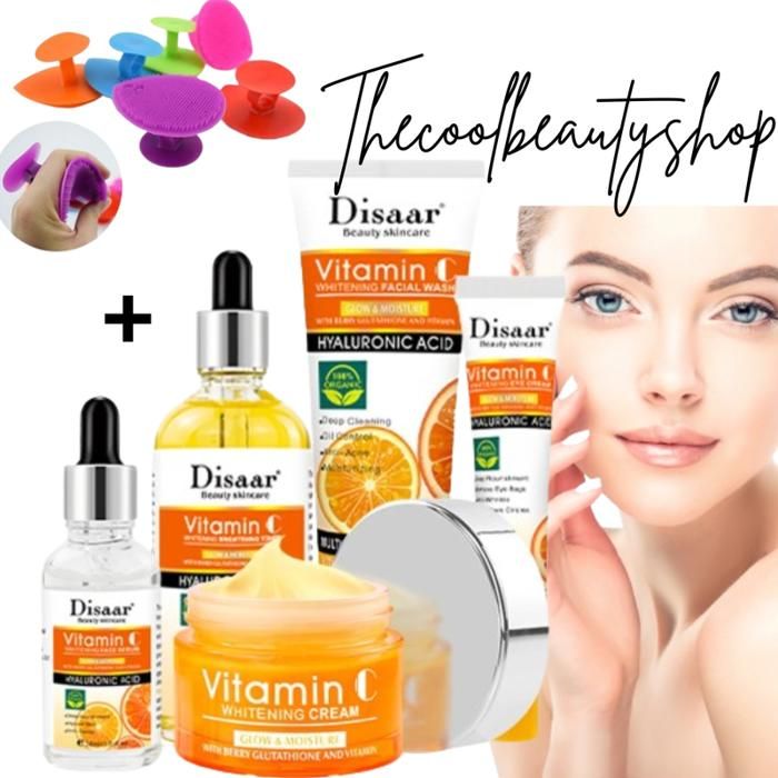 Ensemble de soins du visage blanchissant en profondeur, hydratant et nourrissant+Brosse nettoyante et massante pour le visage