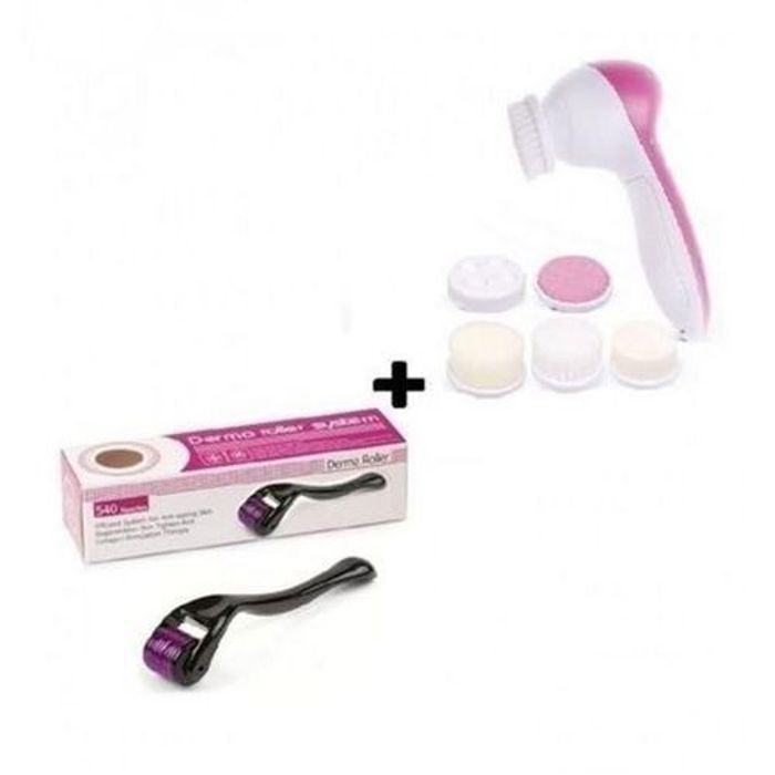 Pack Derma roller 0,5 & Brosse de massage 5 en 1