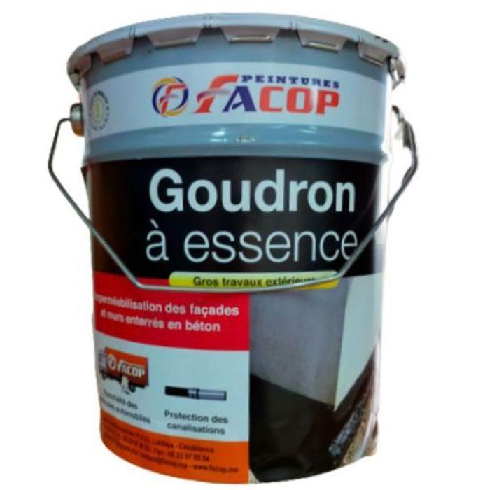 FACOP Imperméabilisation des façades et murs enterrés en béton Goudron à Essence 5kg