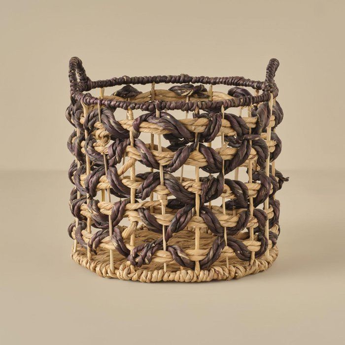 Panier - Mixte - Noir - Osier - 33x27 cm - Fait main