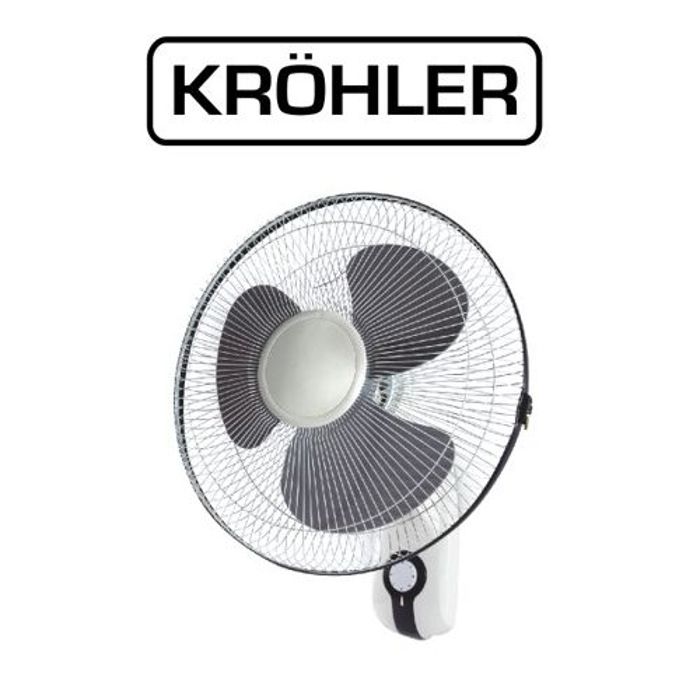 Ventilateur mural - Blanc - 40cm - 40W - 3 vitesses - Oscillation 70°