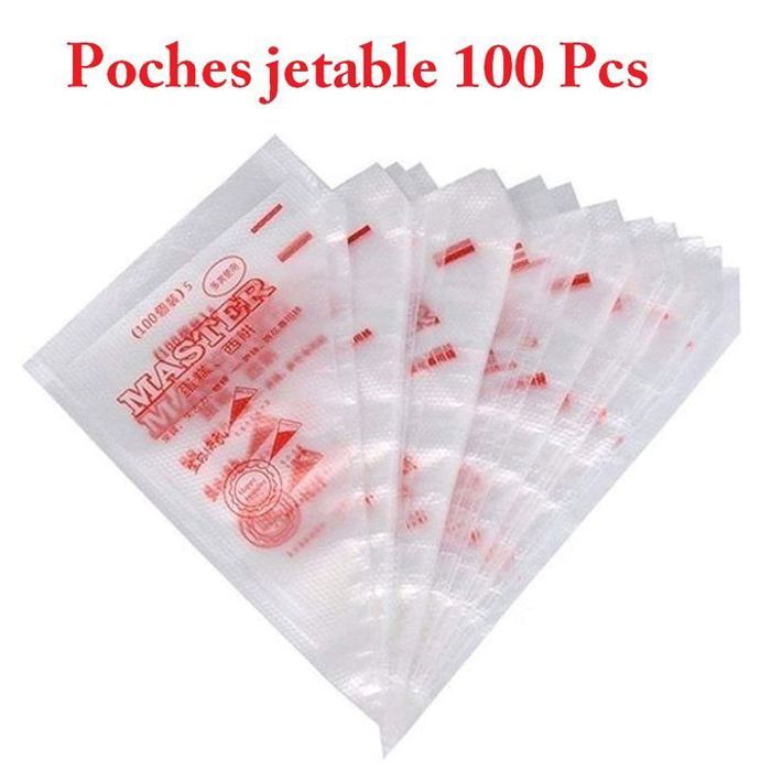 Poche à Douille Jetable en Plastique - Taille Grande 100 Pcs - Glaçage & Décoration Gâteau