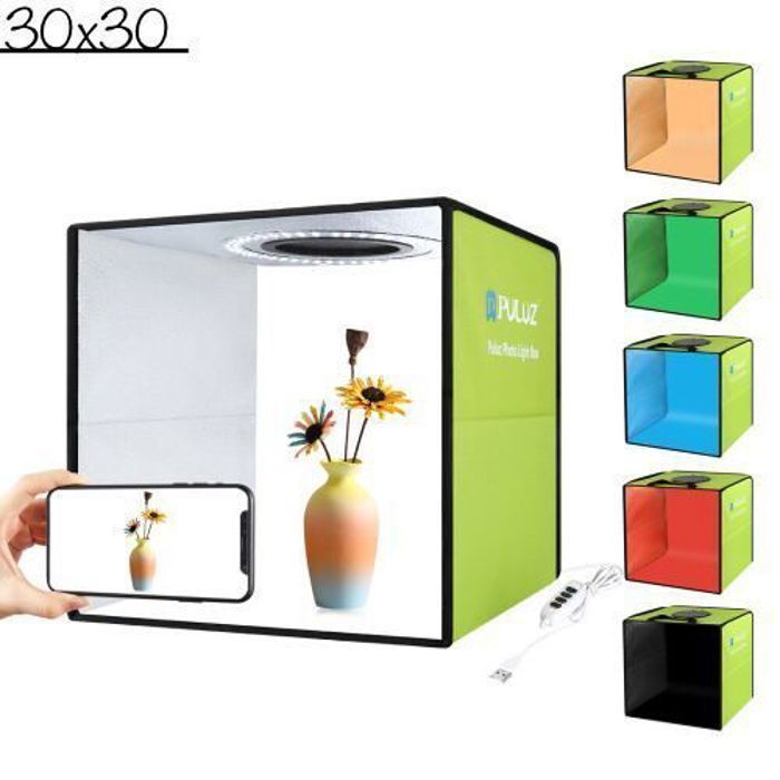 Lightbox Mini Pliable - Puluz - 25cm - LED Intégré - 96 Perles - 5500K
