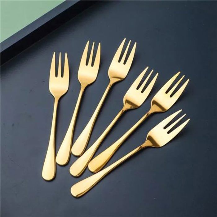 6 Fourchettes Gateaux Doré S-10