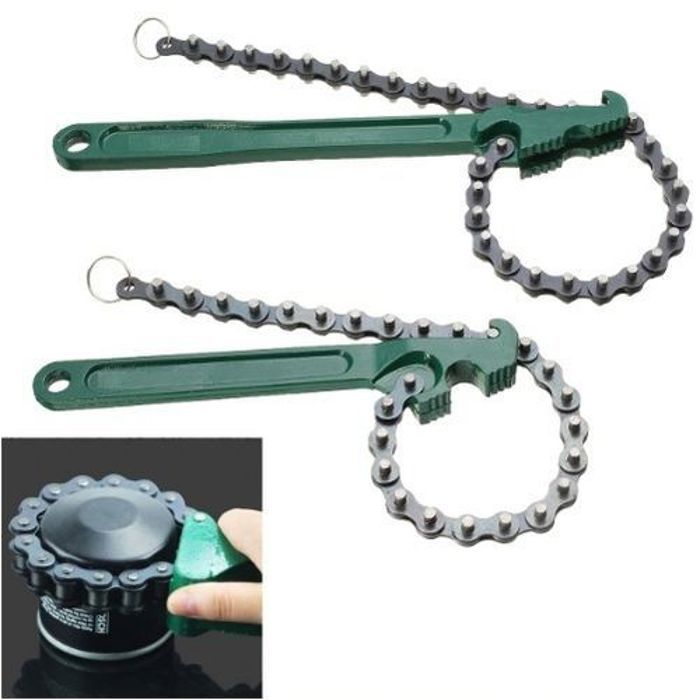 Clé Serre Tube à chaîne, Clé Filtre à huile Ajustable 9" 225mm, Cliquet Outil