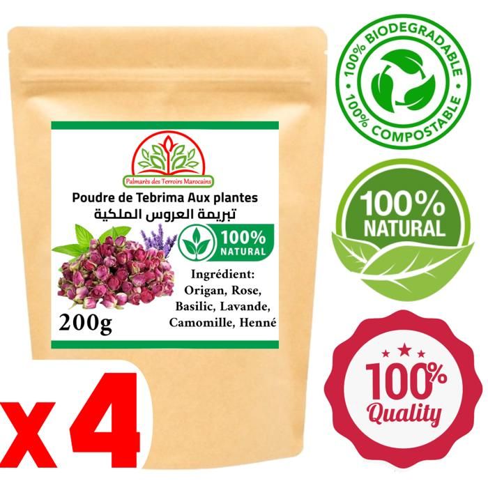 Tabrima Hammam en poudre Gommage pour le coprs (Camomille, Origan, Basilic, Henné, lavande, Rose) 800g