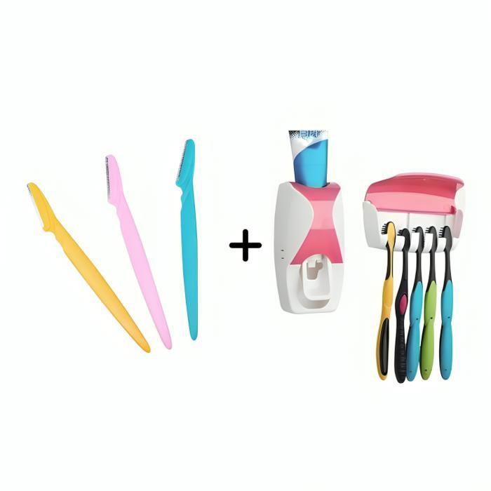 Distributeur automatique de dentifrice avec porte 5 bros + 3pcs suppression razoir visage - Mini Packses