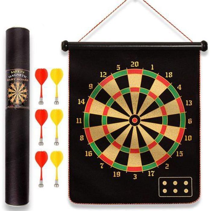 Jeu de fléchettes magnétiques - Multicolore - Cible enroulable - 6 fléchettes - Sécurisé - Durable