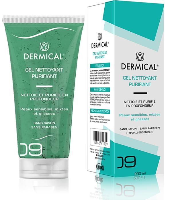 Gel Nettoyant Purifiant - DERMICAL - 200Ml - Propolis - Racine de Bardane - Thé Vert