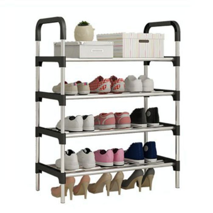 Etagère à chaussures - Métal - 4 Niveaux - Gain de place - Organisateur - Meuble sur pieds