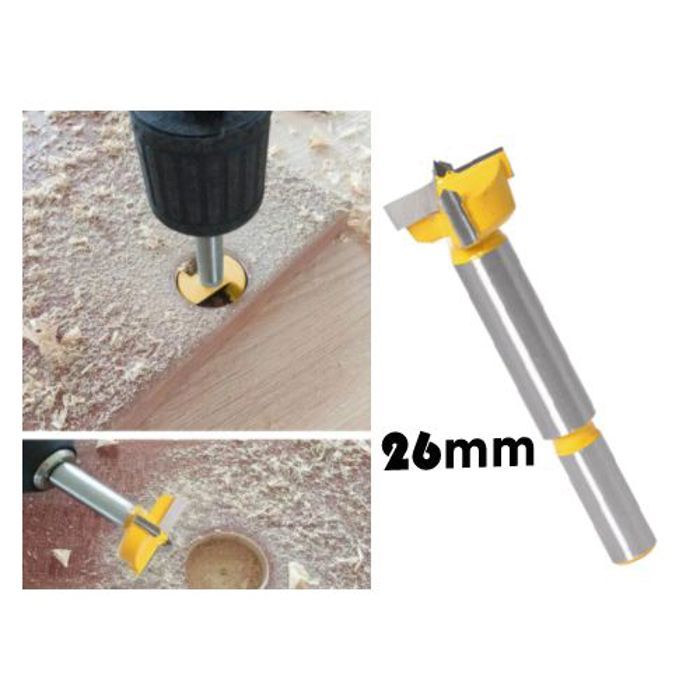 Forstner perceuse à bois 26 mm scie à trous pour le bois, pointe en alliage YG6 charnière tige droite ouverte foret