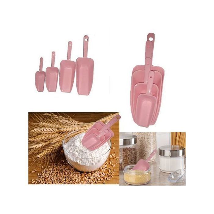 Kit de 4 pelles de cuisine adaptées à la mesure de farine, épices et lessive