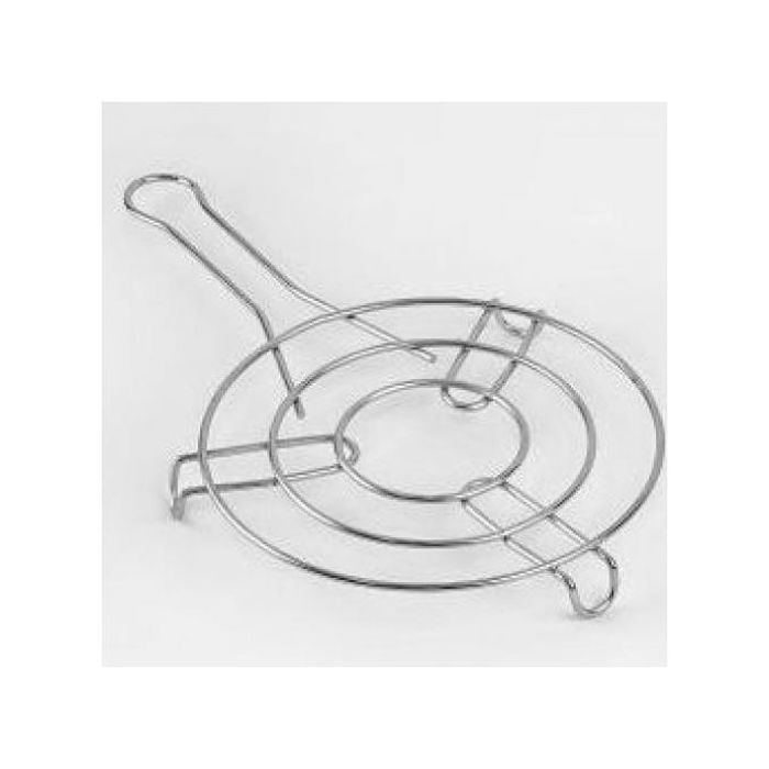 Dessous de Plat Rond 20cm avec Long Poignet - Support Efficace Contre la Chaleur - Argent