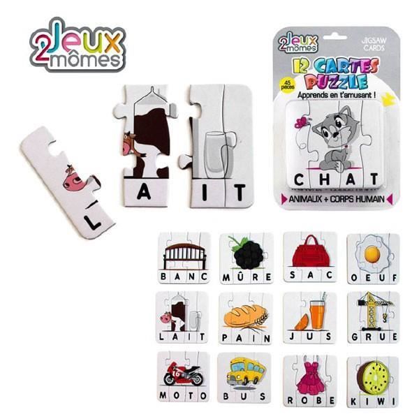 Carte puzzle mots 12 x 9 x 10 cm blanc
